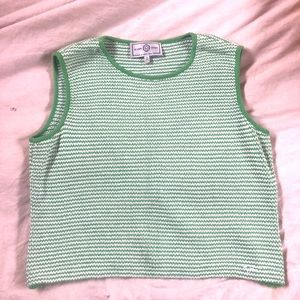 St John Sport Boxy Green White Stripe Knit Tank